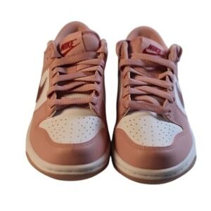 Nike Dunk Low Pink White Metallic Swoosh Kids Sneakers 3.5Y DC9564-600